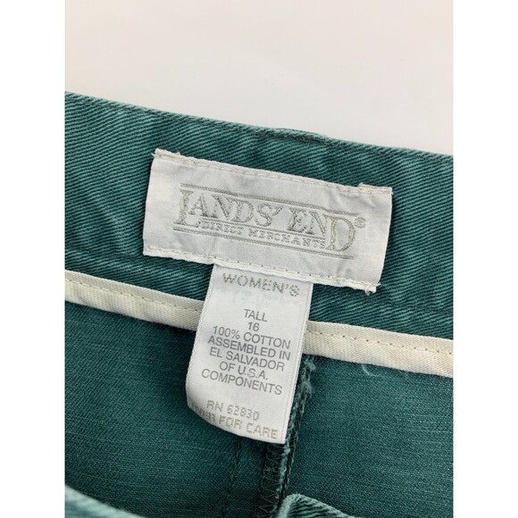 Lands End Cotton Maxi Skirt Straight Green Back Slit Pockets Womens Plus 16 Tall - Picture 7 of 10